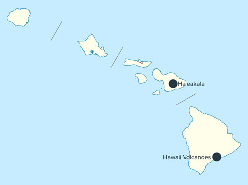 Map of the national parks in Hawaii